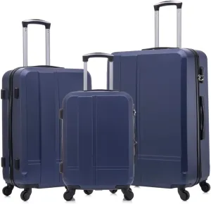 YOUGLE Luggage Set of 3 (20/24/28) Wheeled ABS Durable and Lightweight Spinner Hard Shell Luggage Multi-Purpose Convenient and Easy to Carry (Blue   ABS)