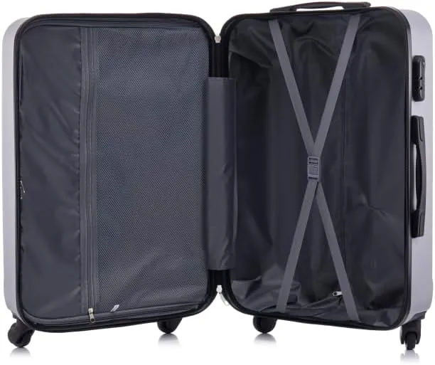 YOUGLE Luggage Set of 3 (20/24/28) Wheeled ABS Durable and Lightweight Spinner Hard Shell Luggage Multi-Purpose Convenient and Easy to Carry (Silver grey   ABS)