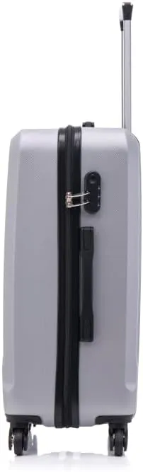 YOUGLE Luggage Set of 3 (20/24/28) Wheeled ABS Durable and Lightweight Spinner Hard Shell Luggage Multi-Purpose Convenient and Easy to Carry (Silver grey   ABS)