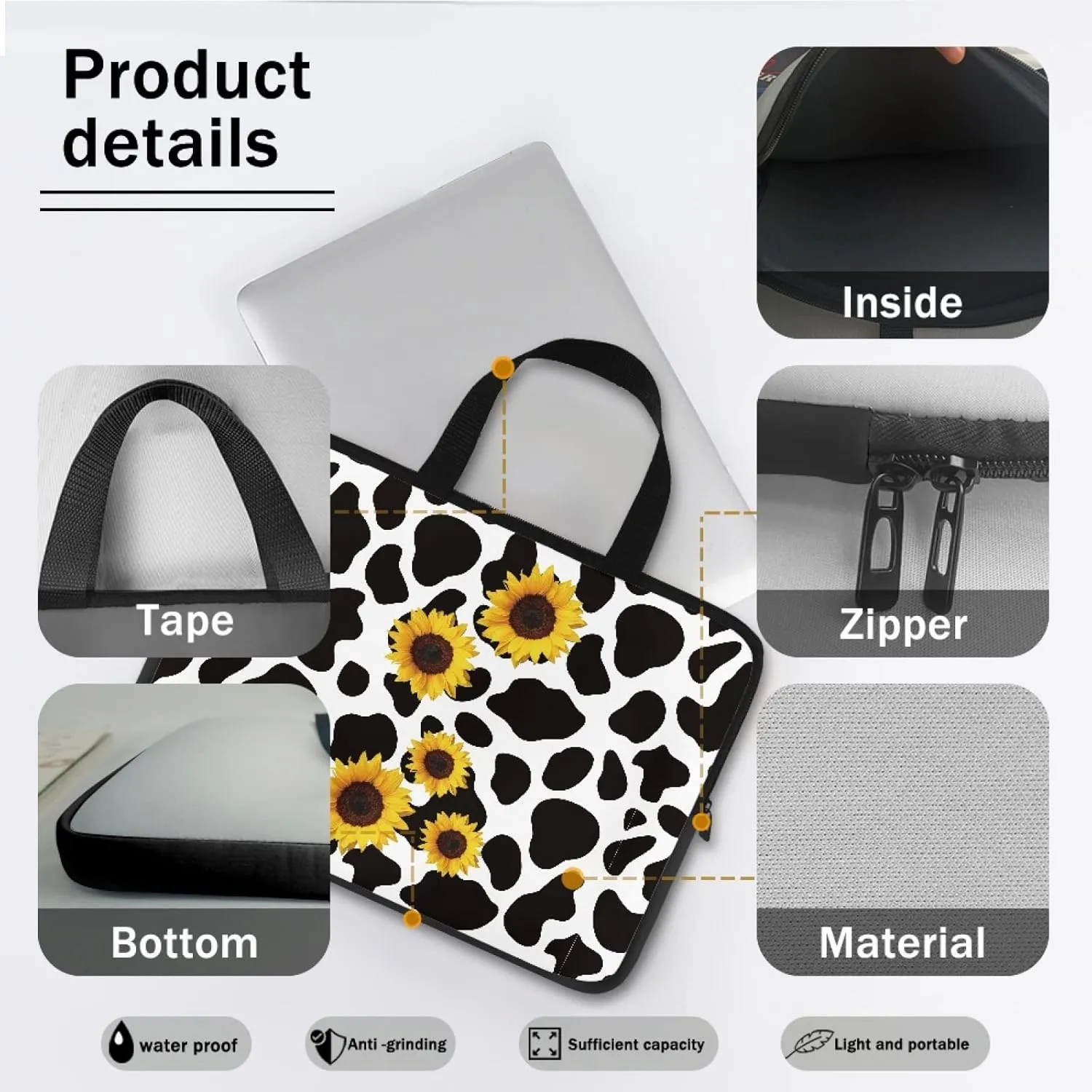 Yzaoxia Laptop Tote Bag for Women Men Computer & Tablet Travel Briefcase Waterproof Bags Business Tote Handbag