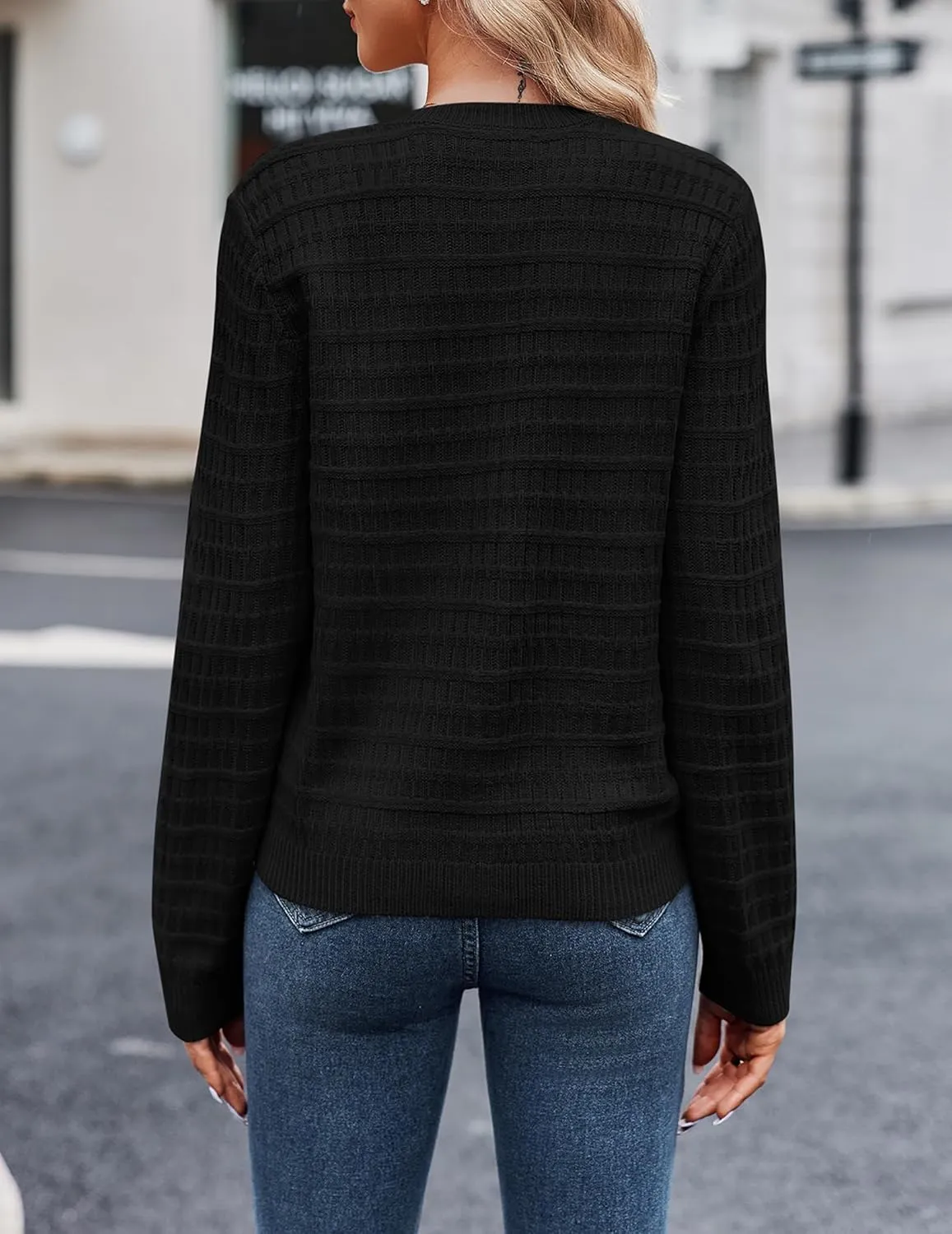 Zeagoo Women's 2025 Cardigan Sweaters Button Down Crew Neck Open Front Long Sleeve Knit Cropped Jackets