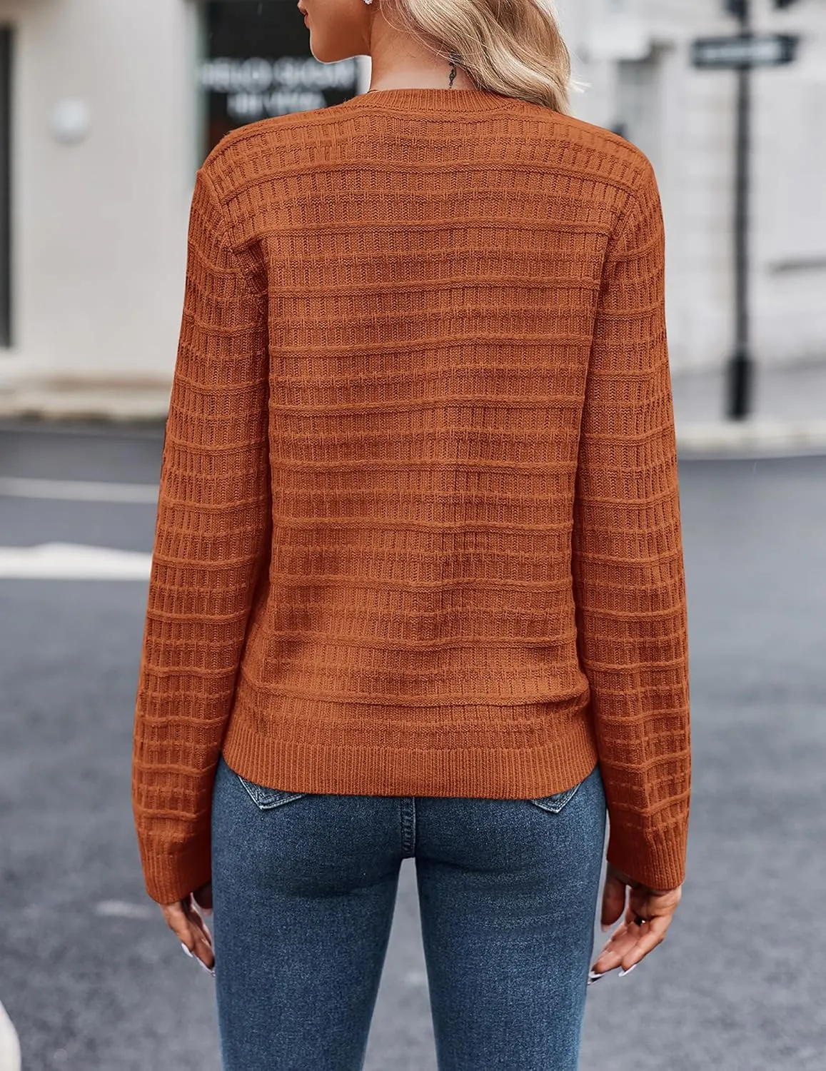 Zeagoo Women's 2025 Cardigan Sweaters Button Down Crew Neck Open Front Long Sleeve Knit Cropped Jackets