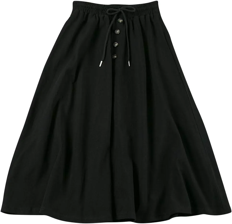 ZGZZ7 Women's Casual Cute Midi Skirts Below Knee Length A-line Ruffled Skirts
