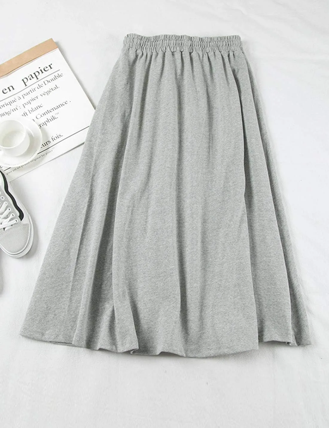 ZGZZ7 Women's Casual Cute Midi Skirts Below Knee Length A-line Ruffled Skirts