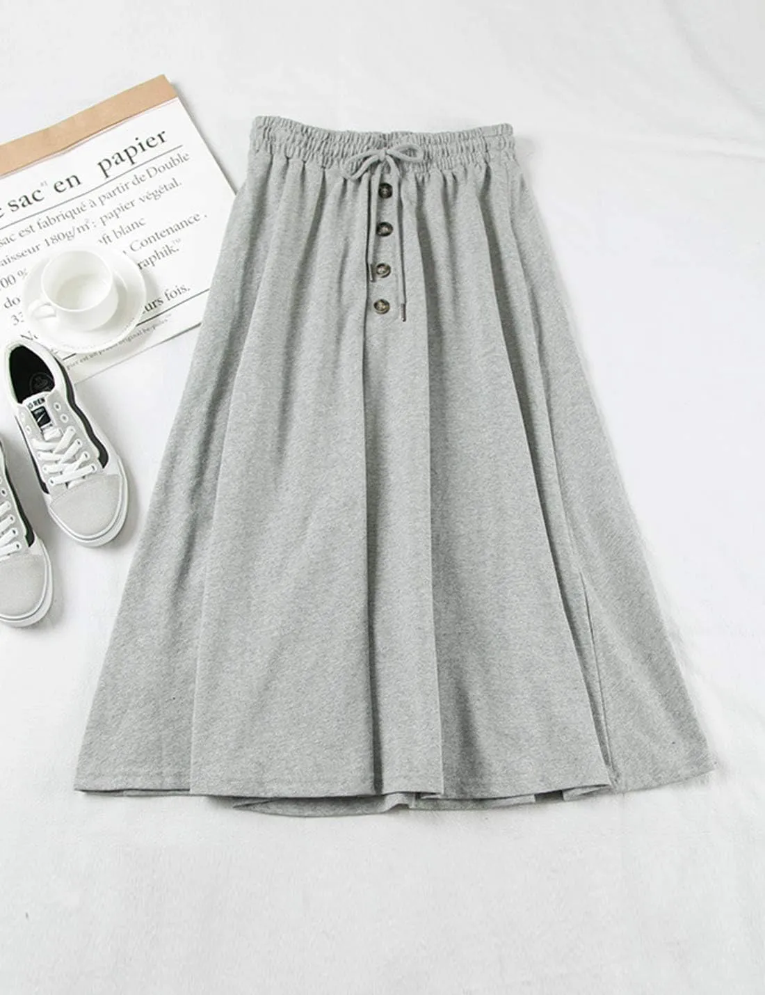 ZGZZ7 Women's Casual Cute Midi Skirts Below Knee Length A-line Ruffled Skirts