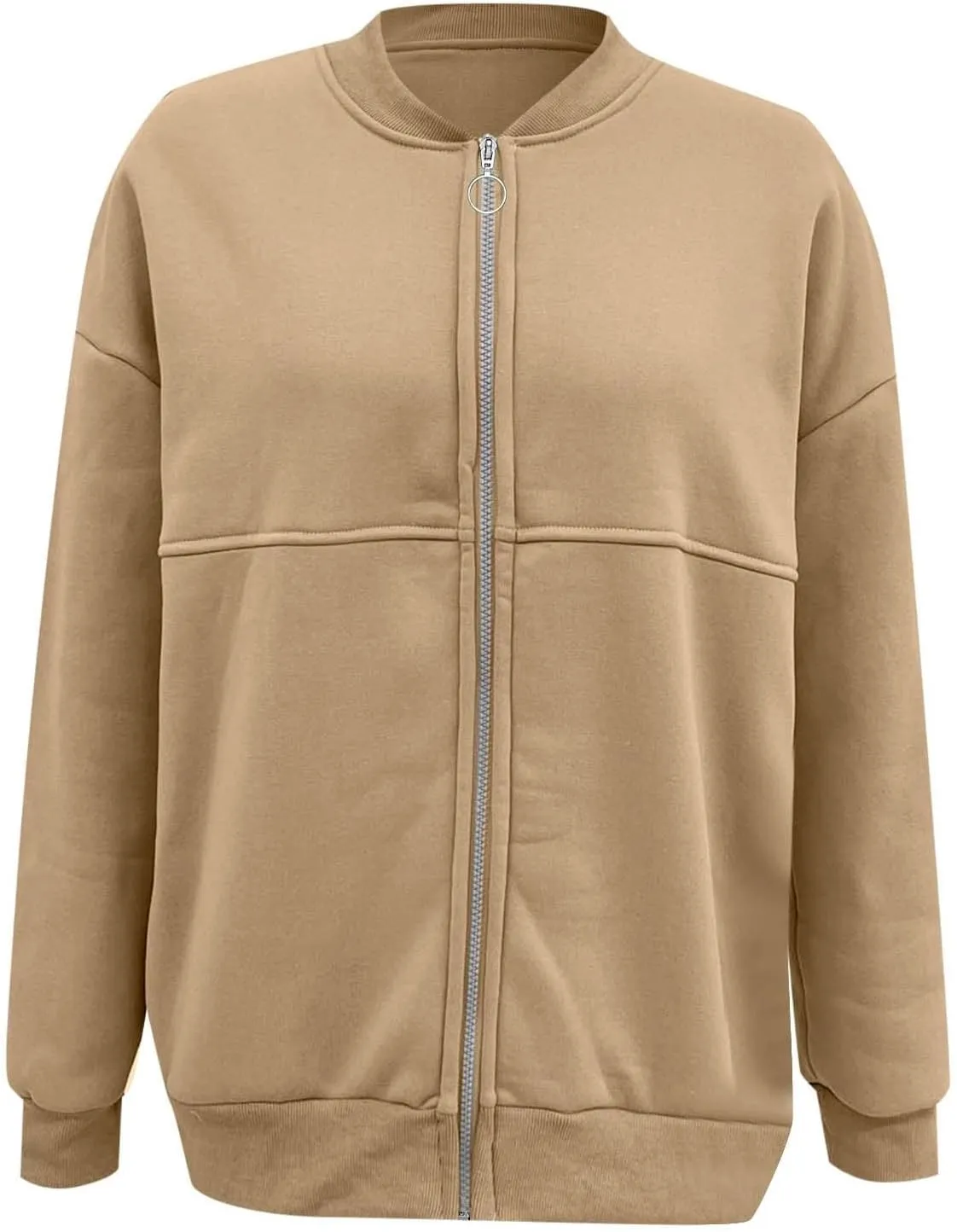 Zip Up Jackets for Women Fleece Oversized Sweatshirt Baggy Drop Shoulder Trendy Y2k Teen Girls Fall Clothes w/Pockets