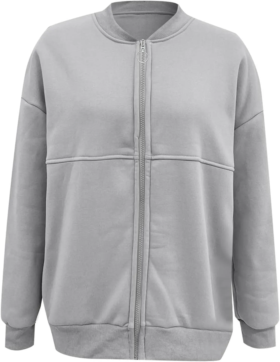 Zip Up Jackets for Women Fleece Oversized Sweatshirt Baggy Drop Shoulder Trendy Y2k Teen Girls Fall Clothes w/Pockets
