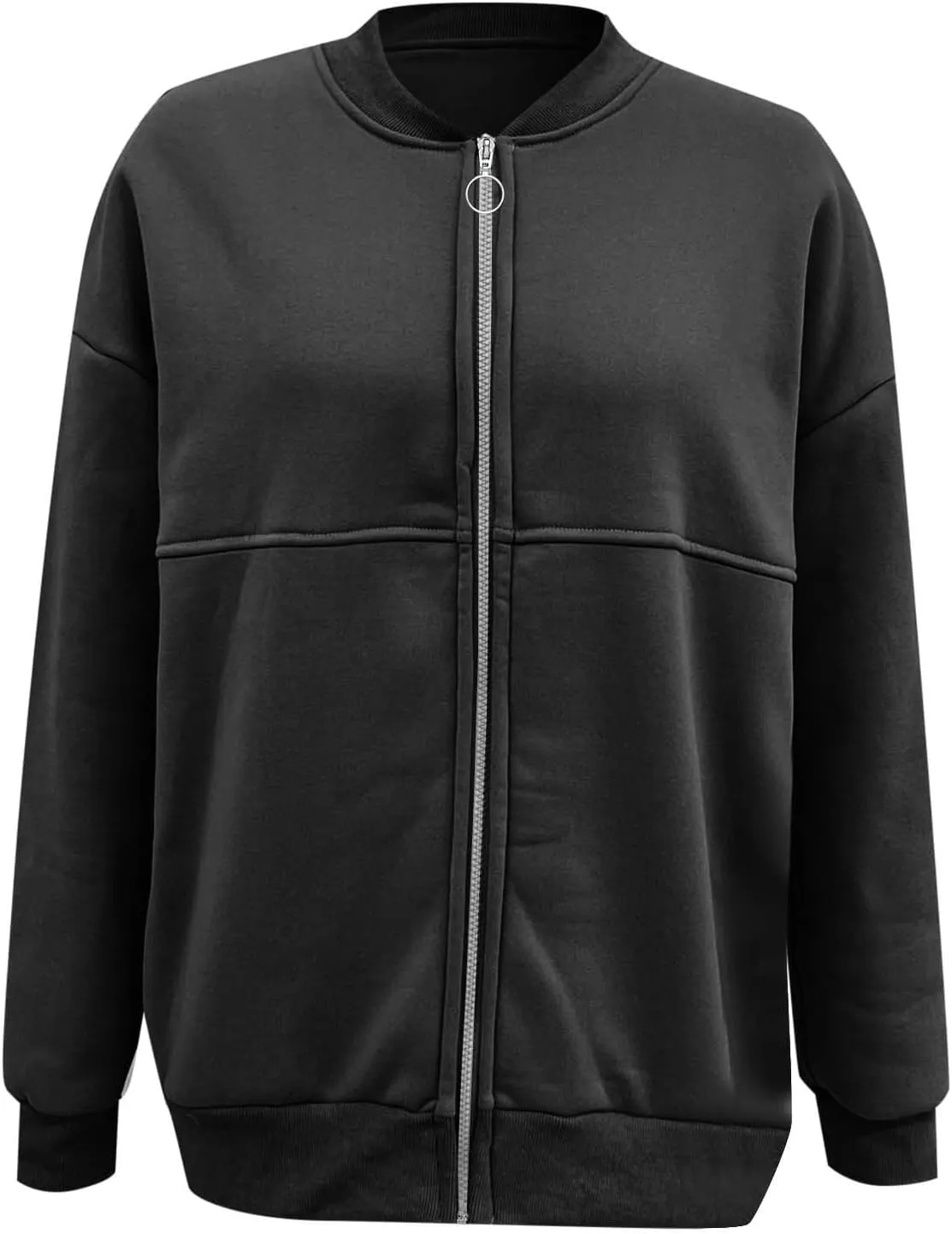 Zip Up Jackets for Women Fleece Oversized Sweatshirt Baggy Drop Shoulder Trendy Y2k Teen Girls Fall Clothes w/Pockets