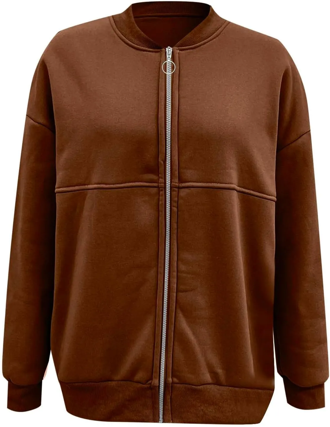 Zip Up Jackets for Women Fleece Oversized Sweatshirt Baggy Drop Shoulder Trendy Y2k Teen Girls Fall Clothes w/Pockets