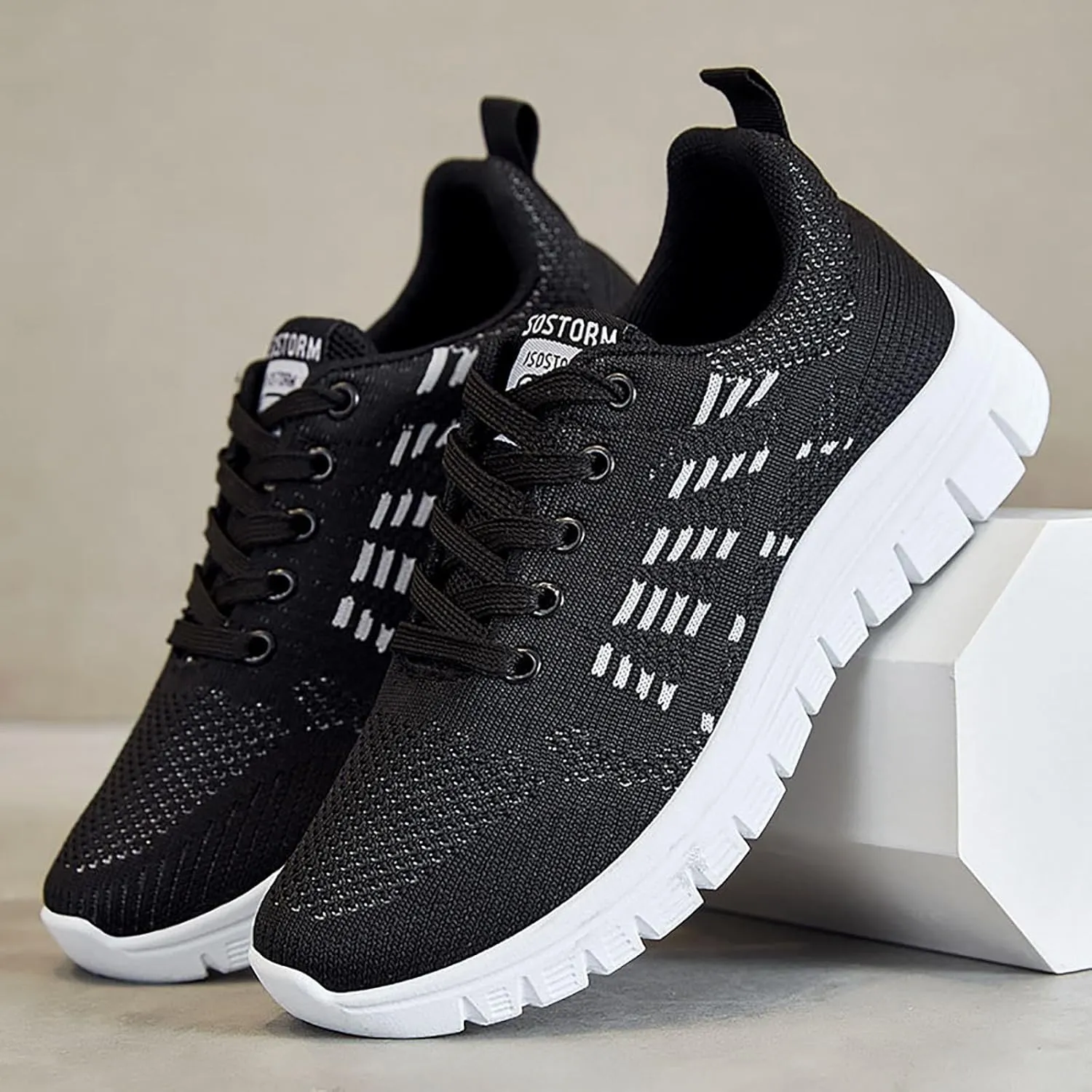ZSpzx Summer Walking Shoes for Women Mesh Knit Breathable Running Sneakers Comfy Lightweight Non Slip Air Cushioned Daily Wear Arch Support Shoe Fashionable Mesh Ladies Casual Platform Footwear