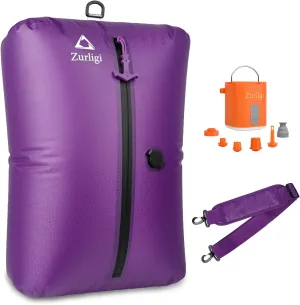Zurligi Vacuum Bags for Travel with Pump, Vacuum Compression Bag with Adjustable Shoulder Strap, IP67 Reusable Vacuum Packing Cubes for Luggage, Backpack, Suitcase, Yoga, Swim, Beach