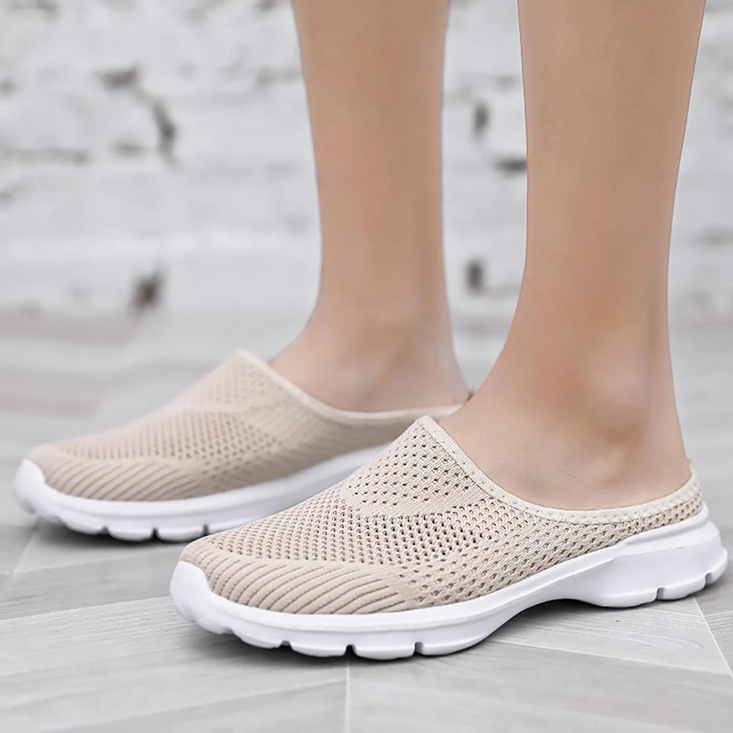 ZWRXW Mules for Women 2025 Summer Air Cushion Platform Mesh Mules Sneaker Non Slip Orthopedic Sneakers Arch Support Diabetic Fasciitis Sandals Lightweight Breathable Slippers Closed Toe Wedge Sandals