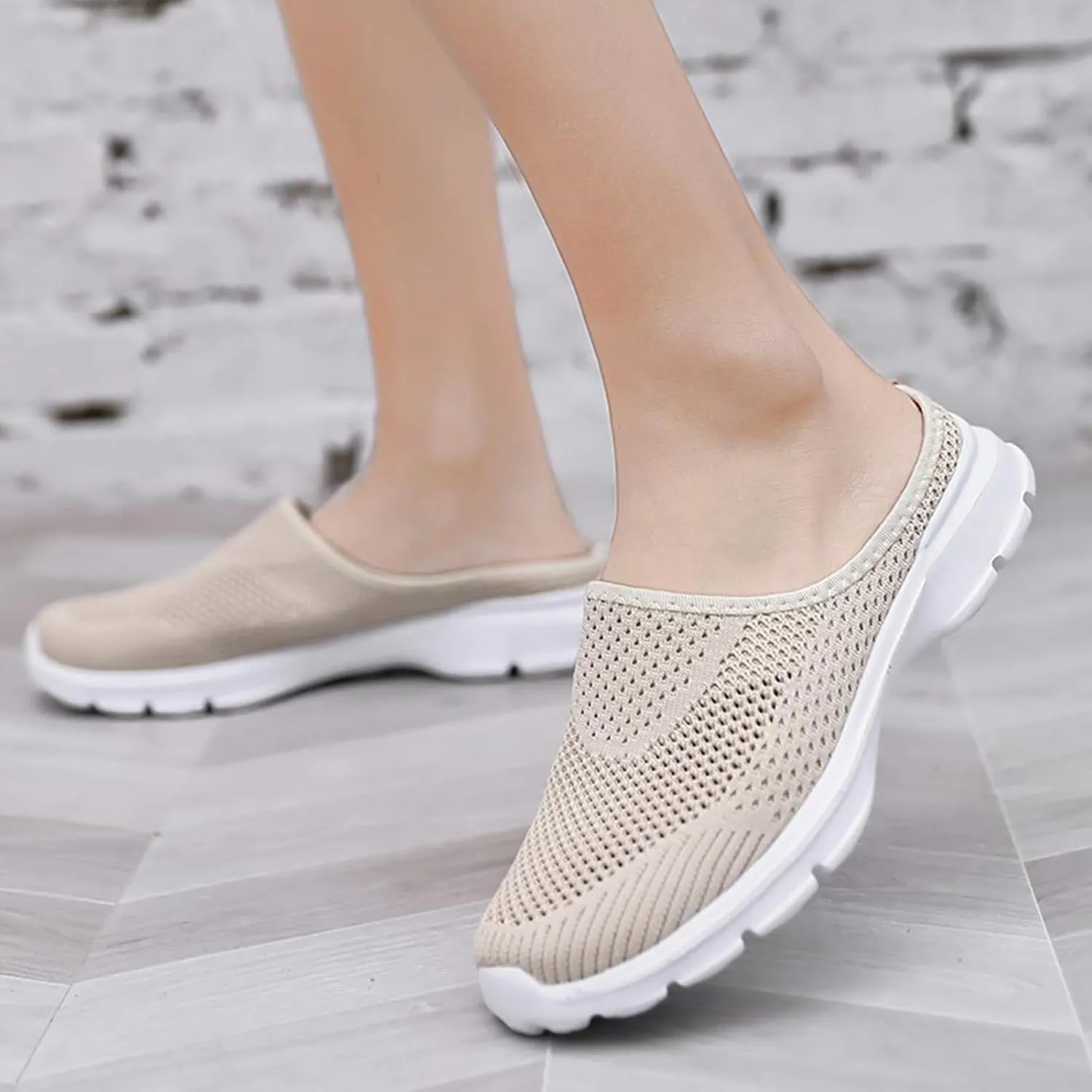 ZWRXW Mules for Women 2025 Summer Air Cushion Platform Mesh Mules Sneaker Non Slip Orthopedic Sneakers Arch Support Diabetic Fasciitis Sandals Lightweight Breathable Slippers Closed Toe Wedge Sandals