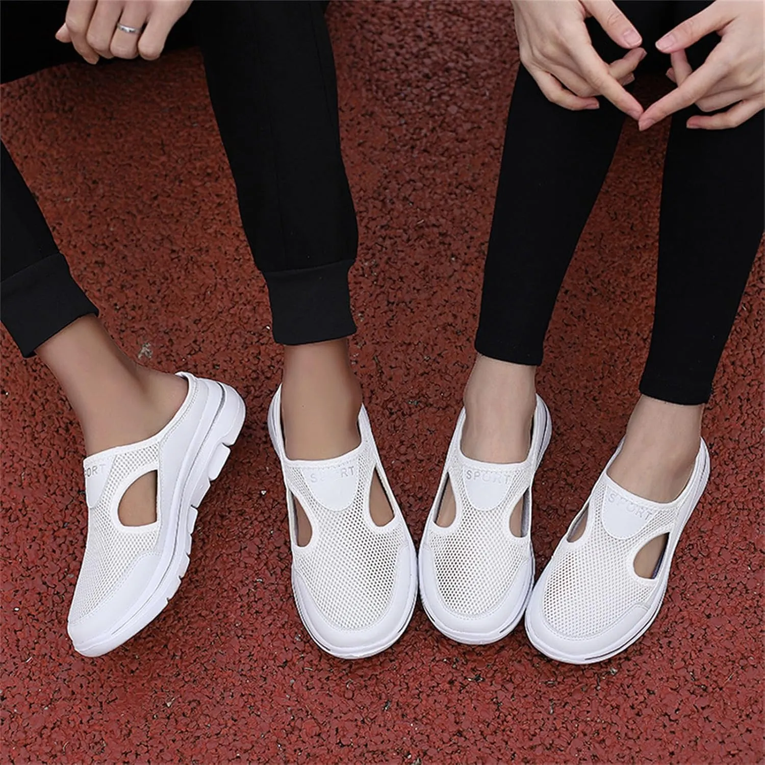 ZWRXW Mules for Women Orthopedic Platform Lightweight Walking Slippers Backless Breathable Mesh Air Cushion Slip-On Walking Shoes Arch Support Diabetic Slippers Wedge Closed Toe Beach Casual Shoes